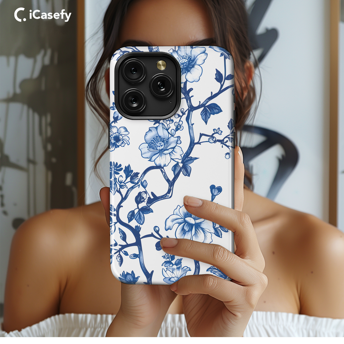 Vintage Floral Wildflower Blue Toile De Jouy Phone Case iPhone Samsung Cover Pixel 1843 - Image 2