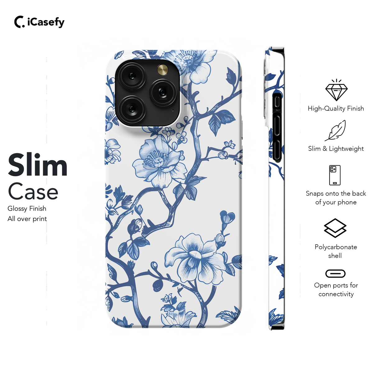 Vintage Floral Wildflower Blue Toile De Jouy Phone Case iPhone Samsung Cover Pixel 1843 - Image 7