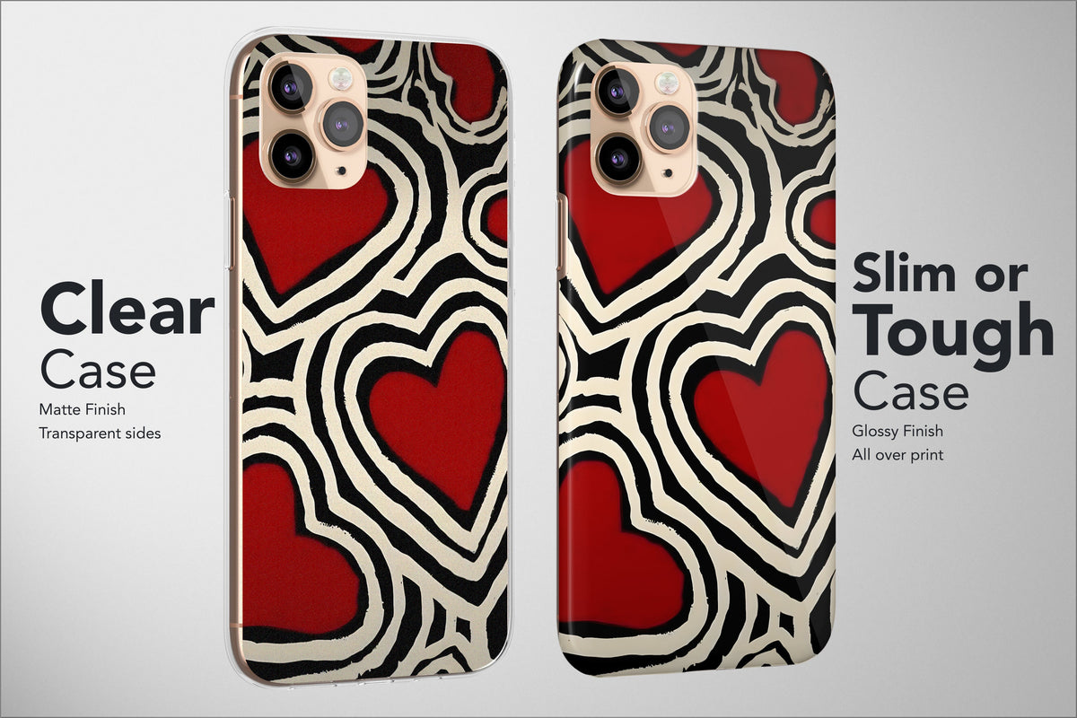 Vintage Love Hearts Retro Phone Case Aesthetic Drawed Cover - Image 2