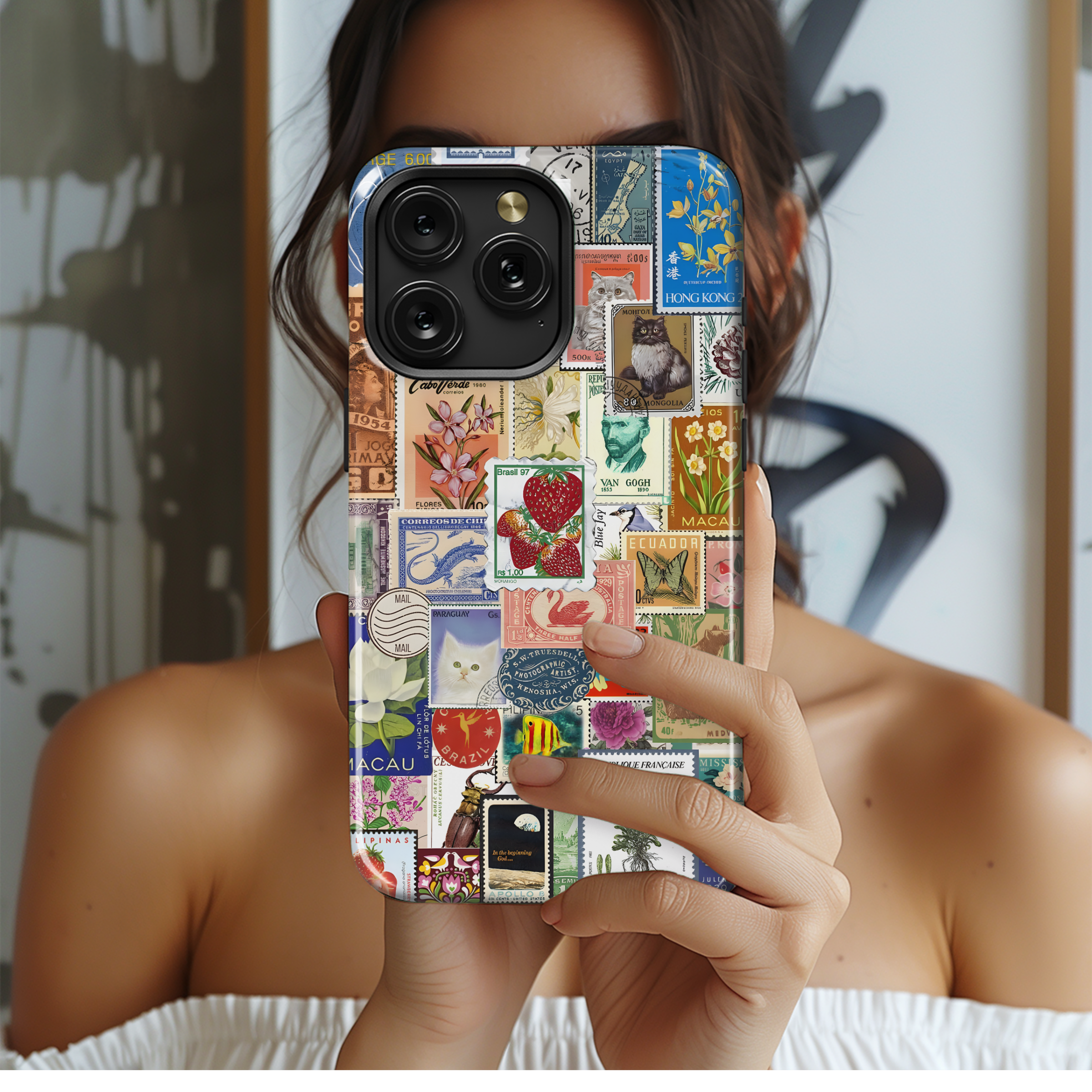 Vintage Postage Stamp Collage
 Phone Case iPhone Samsung Cover Pixel 4457 - Image 2