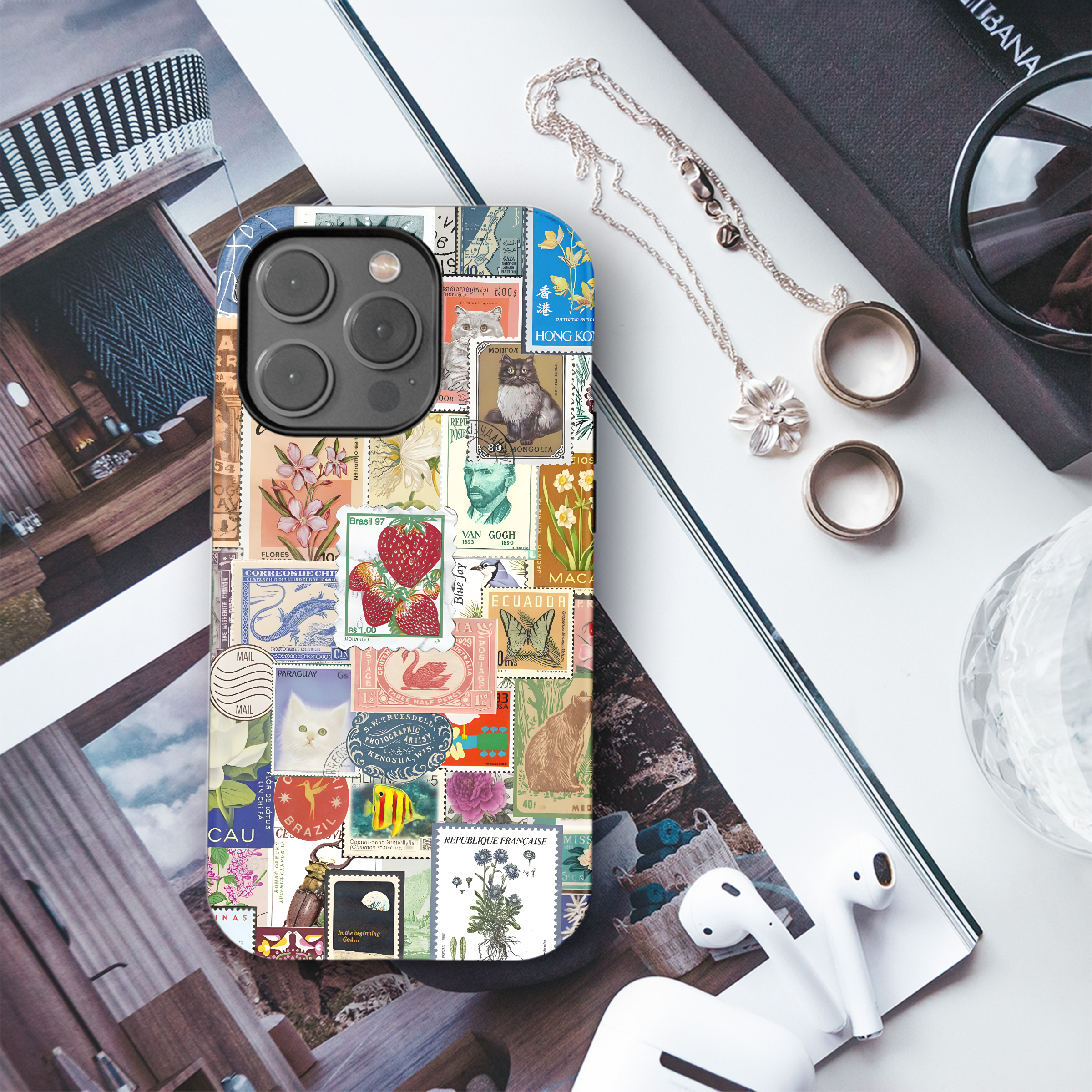 Vintage Postage Stamp Collage
 Phone Case iPhone Samsung Cover Pixel 4457 - Image 3