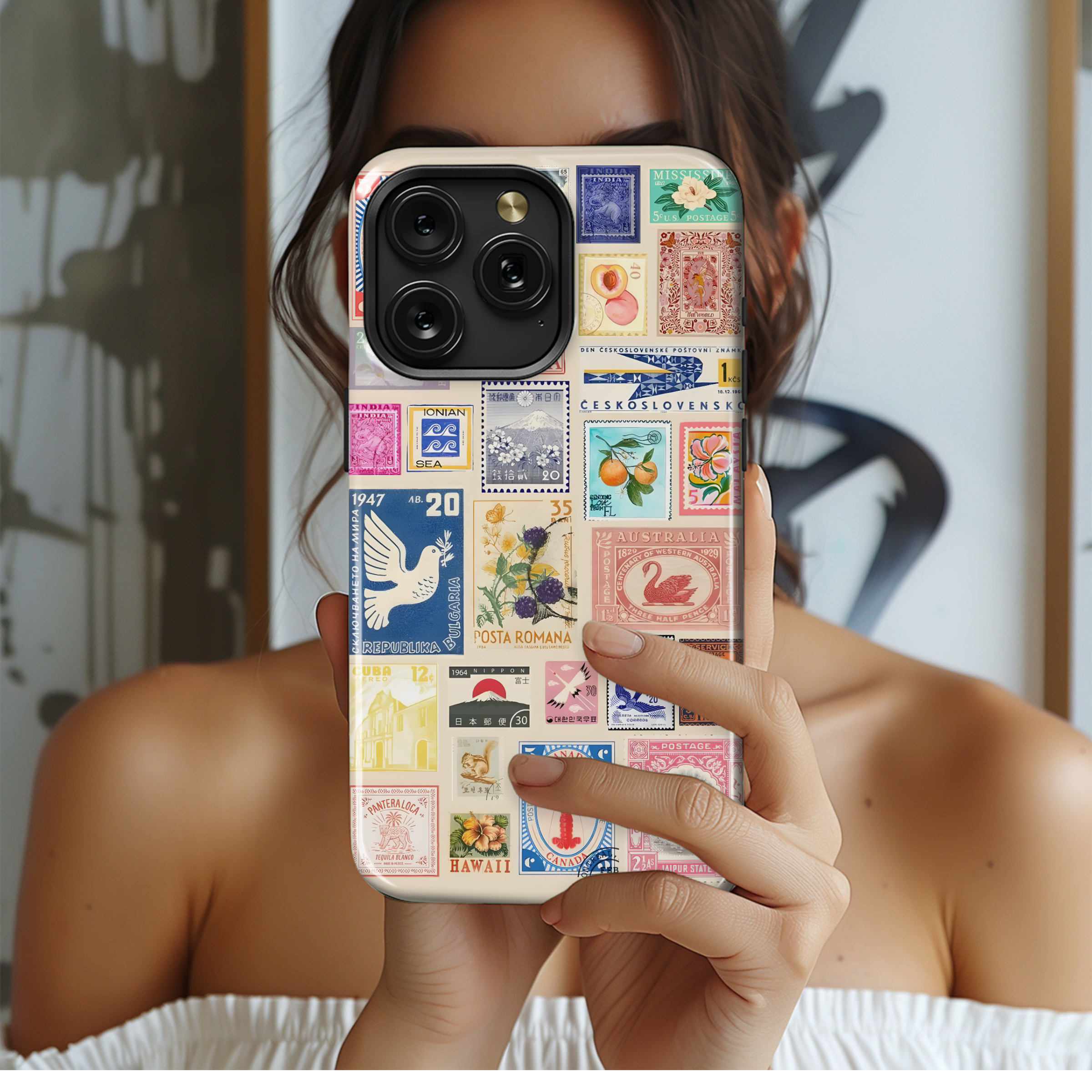 Vintage Postage Stamps
 Phone Case iPhone Samsung Cover Pixel 4456 - Image 2