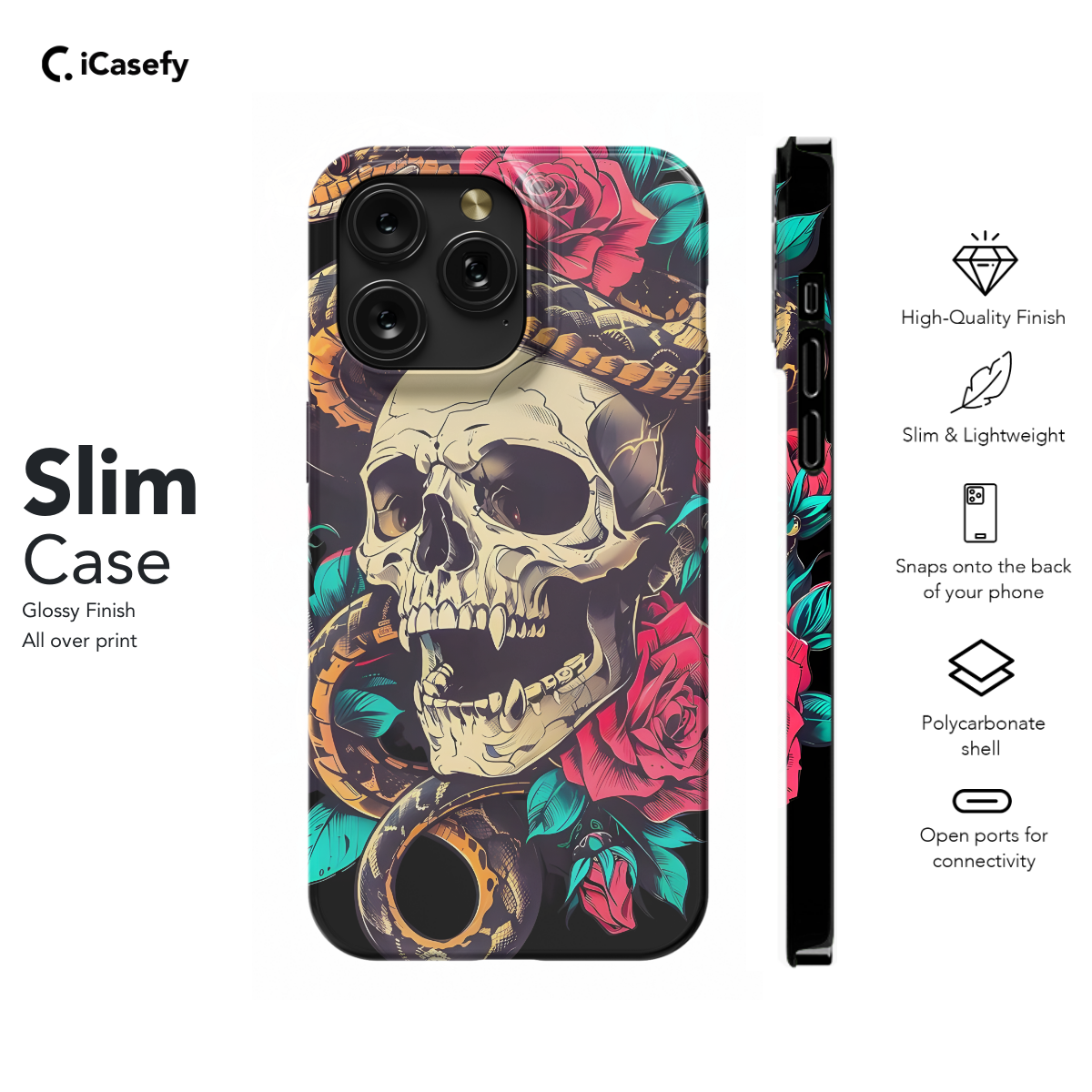 Vintage Snake Skeleton in Bloom Phone Case iPhone Samsung Cover Pixel 715 - Image 6