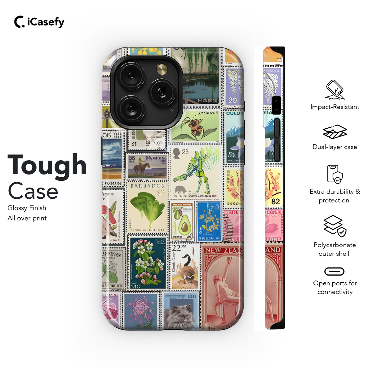 Vintage Stamps Collage Phone Case iPhone Samsung Cover Pixel 1924 - Image 5