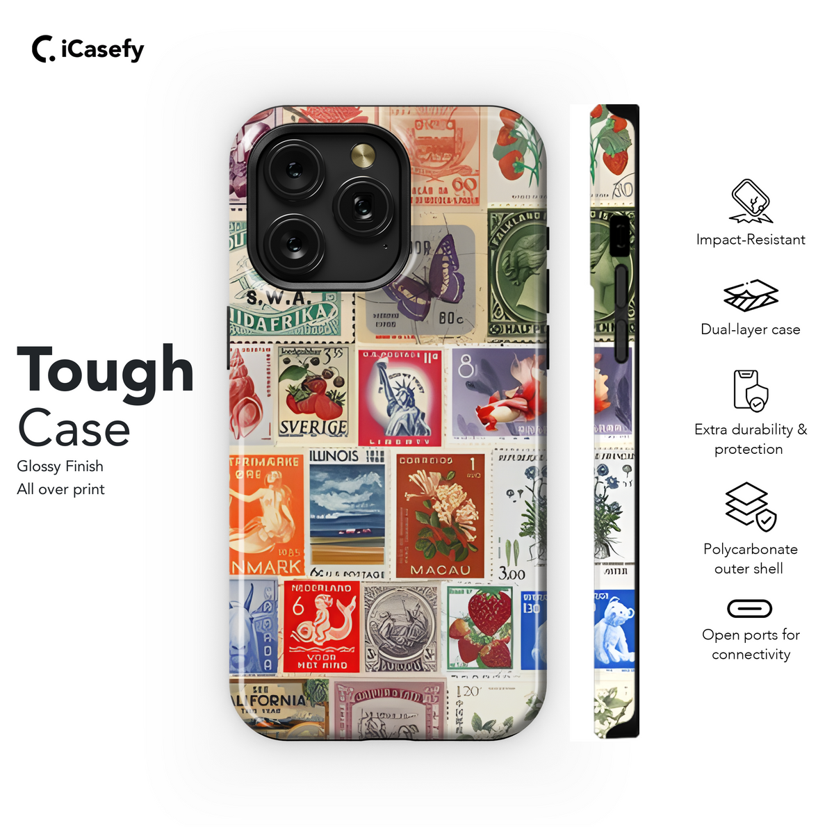 Vintage Stamps Collage Phone Case iPhone Samsung Cover Pixel 1925 - Image 6