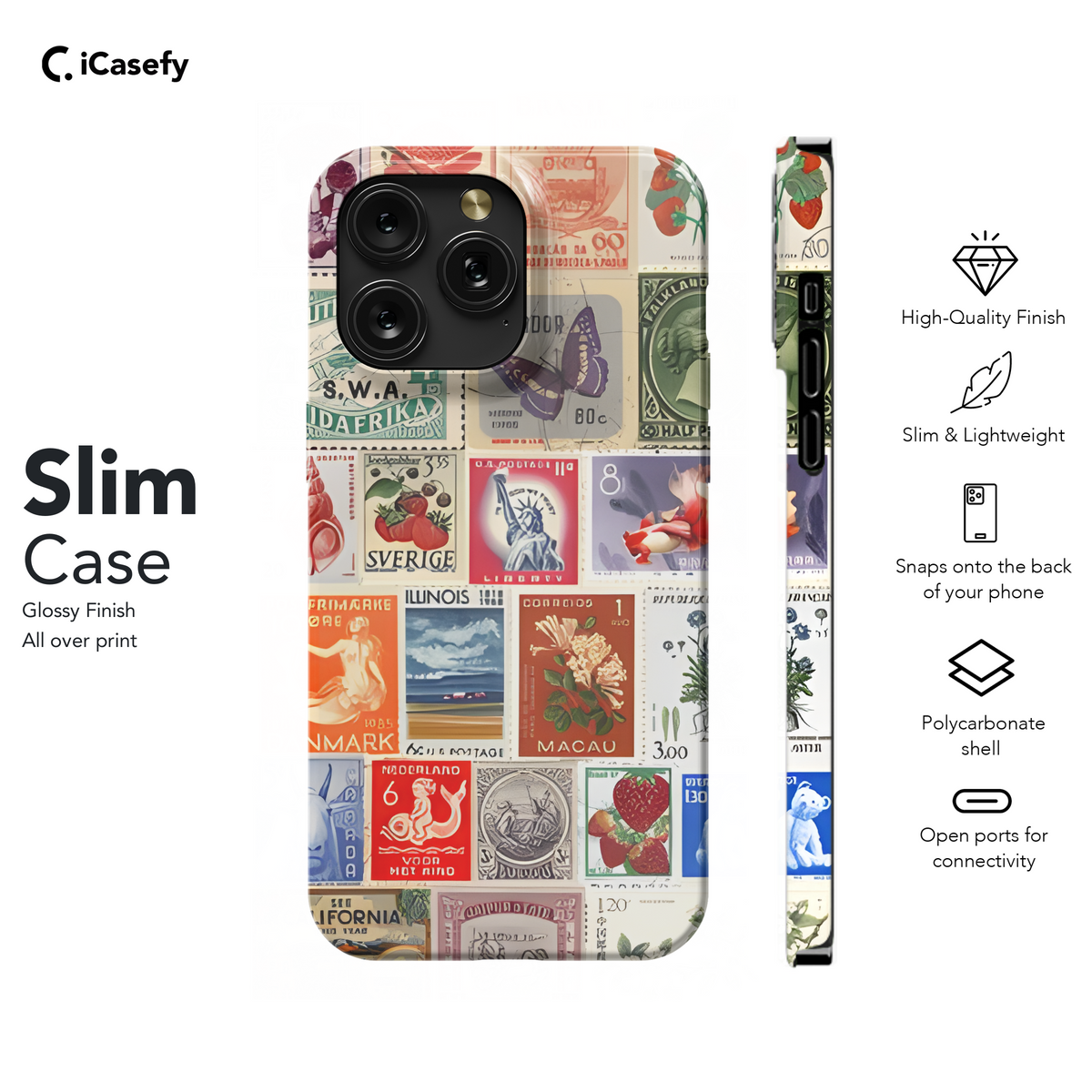 Vintage Stamps Collage Phone Case iPhone Samsung Cover Pixel 1925 - Image 7