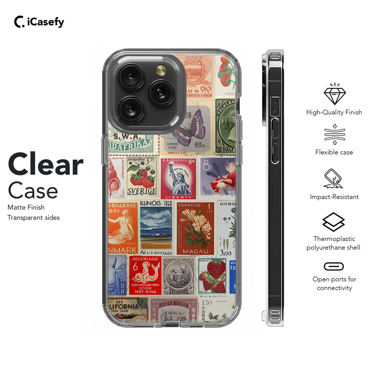 Vintage Stamps Collage Phone Case iPhone Samsung Cover Pixel 1925 - Image 8