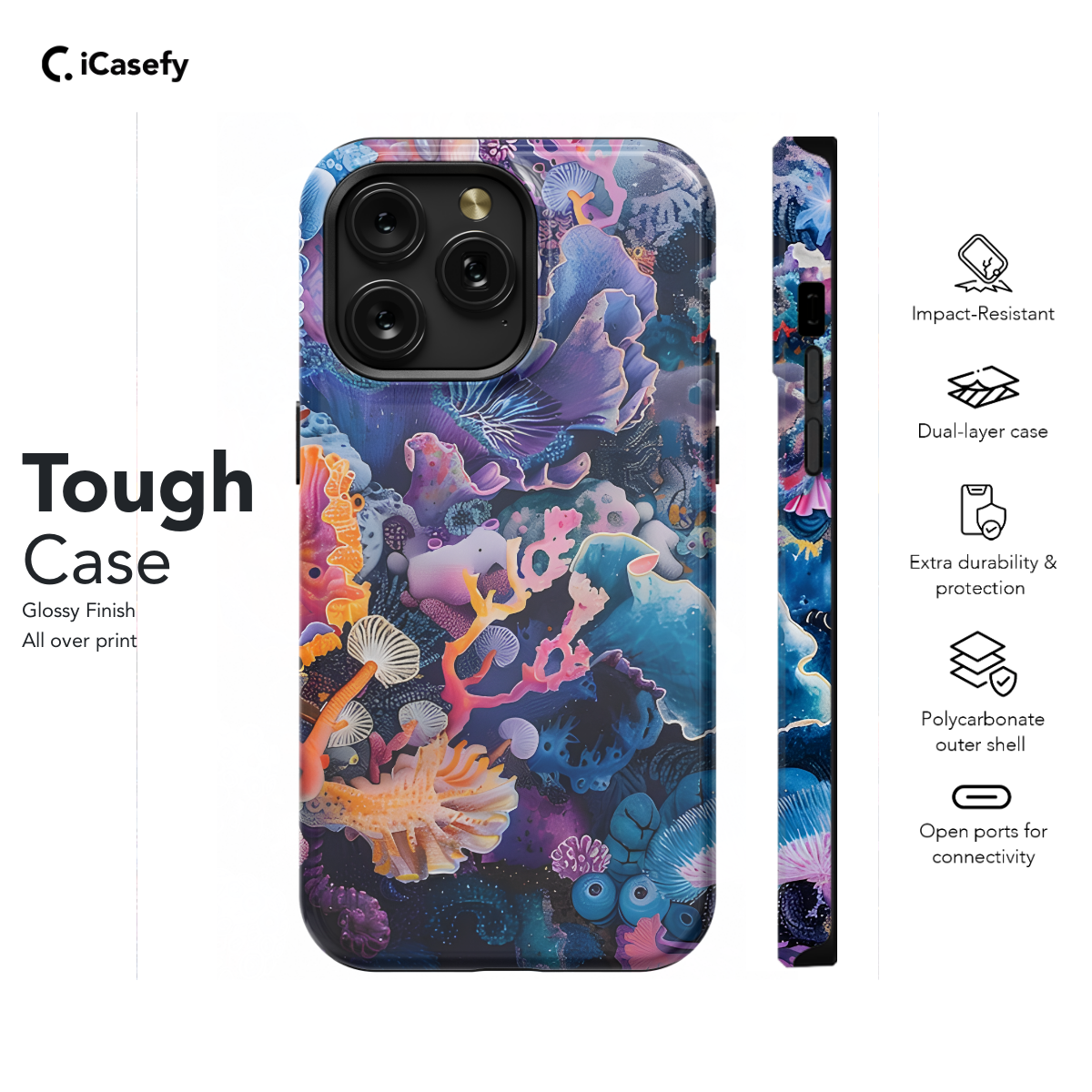 Watercolor Abstract Coral Reef Phone Case iPhone Samsung Cover Pixel 1187 - Image 5