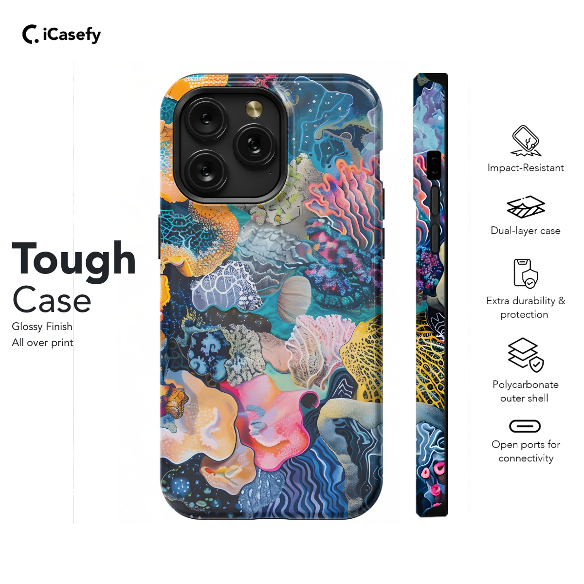 Watercolor Abstract Coral Reef Phone Case iPhone Samsung Cover Pixel 1188 - Image 5