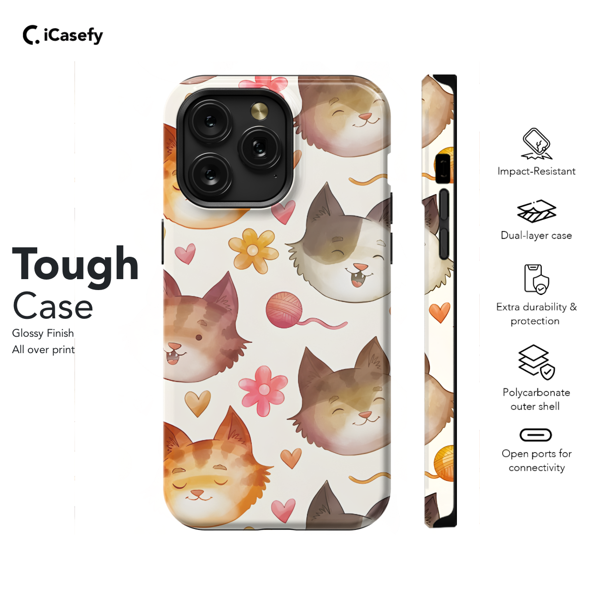 Watercolor Cat Day Phone Case iPhone Samsung Cover Pixel 1133 - Image 5