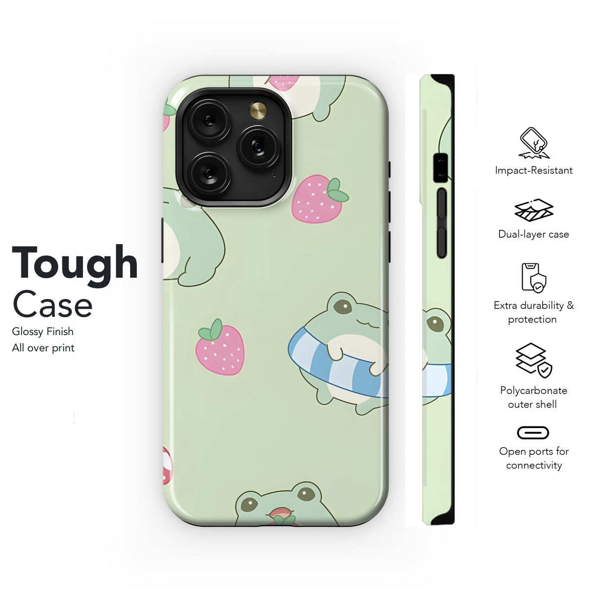 Watercolor Cute Frog Seamless Phone Case iPhone Samsung Cover Pixel 2249 - Image 5