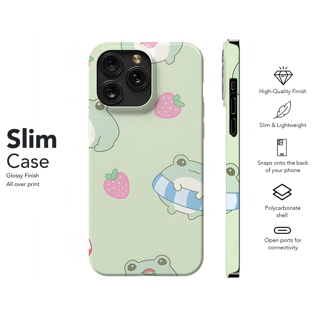 Watercolor Cute Frog Seamless Phone Case iPhone Samsung Cover Pixel 2249 - Image 6