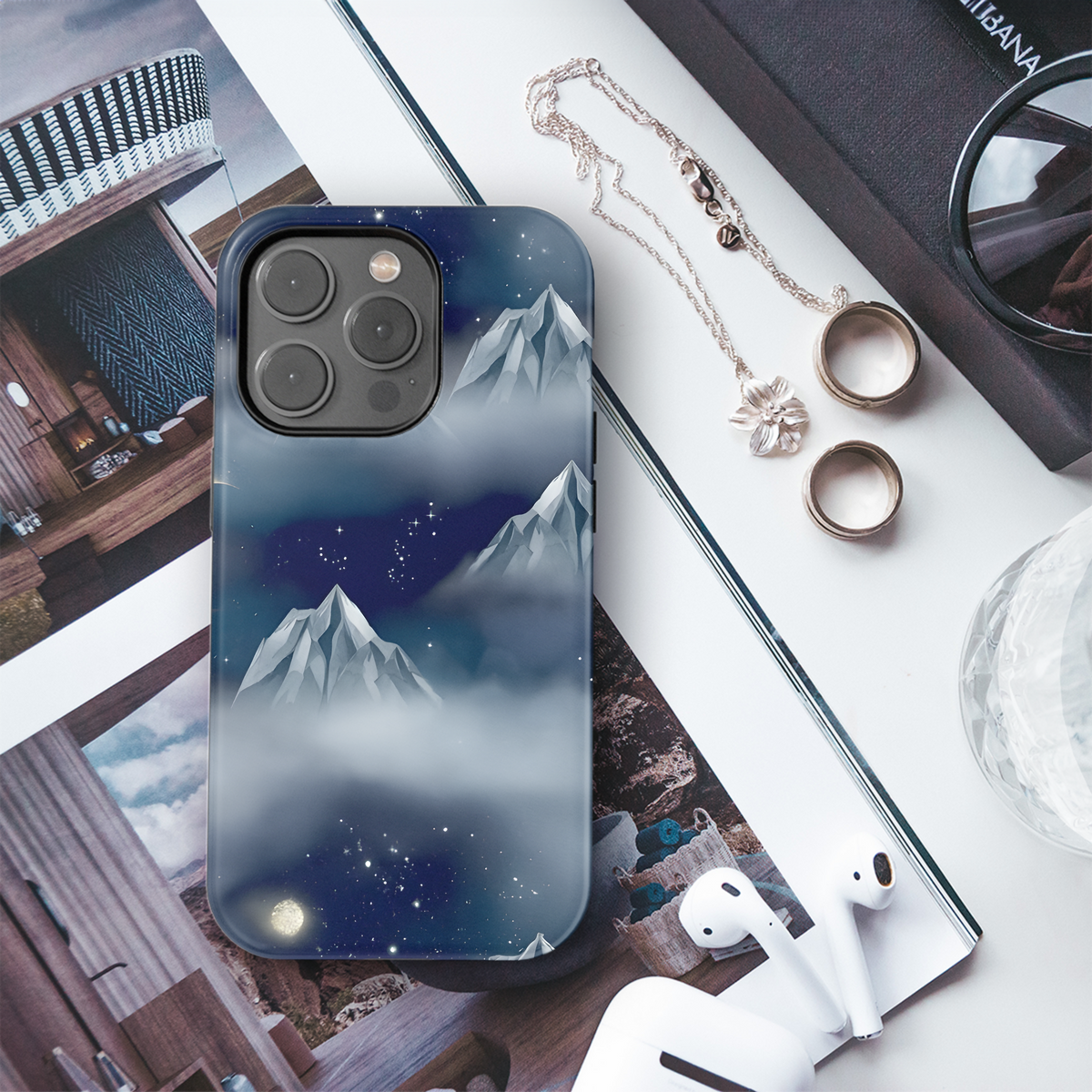 Watercolor Dreamy Mountains and Bears Phone Case iPhone Samsung Cover Pixel 3485 - Image 3