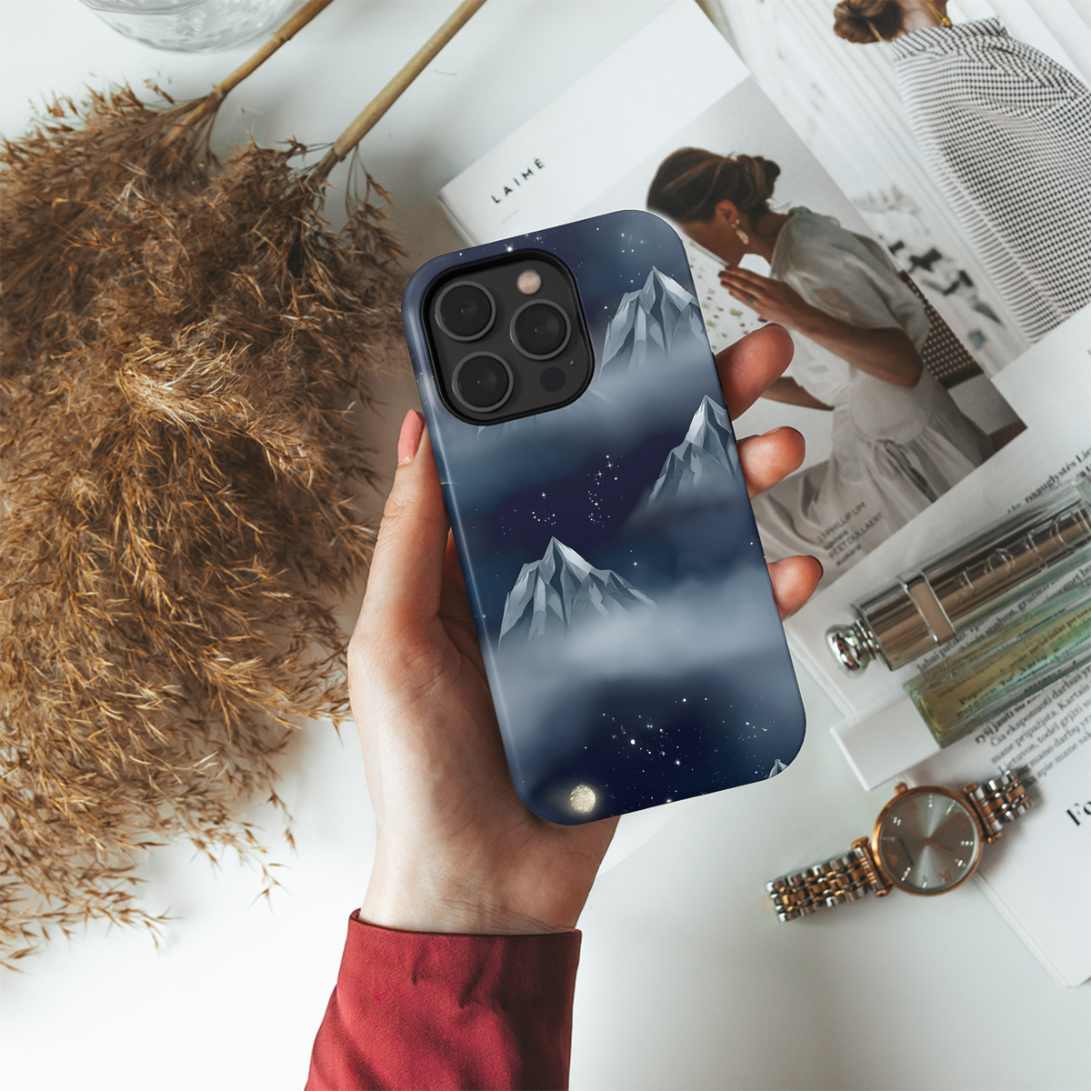 Watercolor Dreamy Mountains and Bears Phone Case iPhone Samsung Cover Pixel 3485 - Image 4