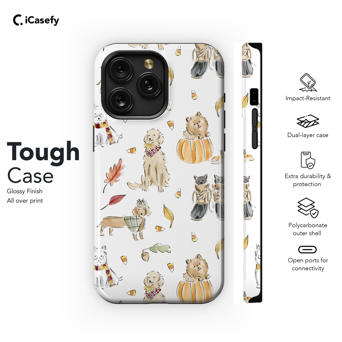 Watercolor Fall Animals Phone Case iPhone Samsung Cover Pixel 1834 - Image 6