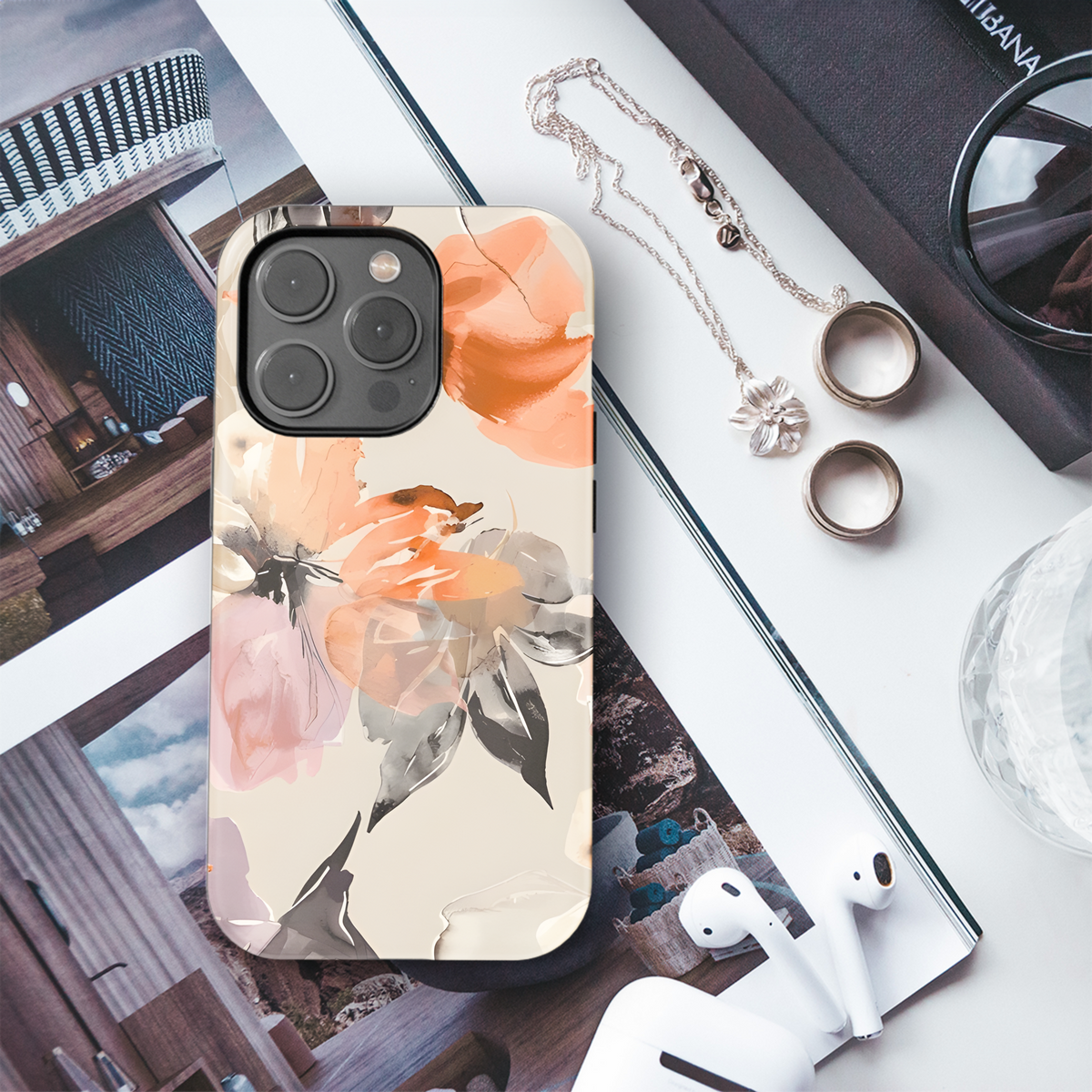 Watercolor Flower Seamless Pattern Phone Case iPhone Samsung Cover Pixel 2436 - Image 3