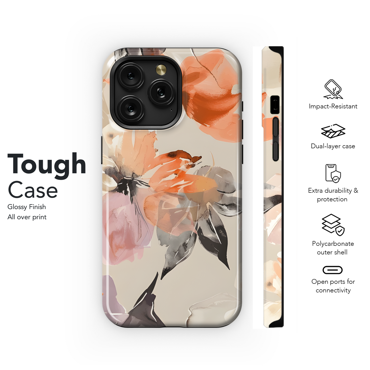 Watercolor Flower Seamless Pattern Phone Case iPhone Samsung Cover Pixel 2436 - Image 6