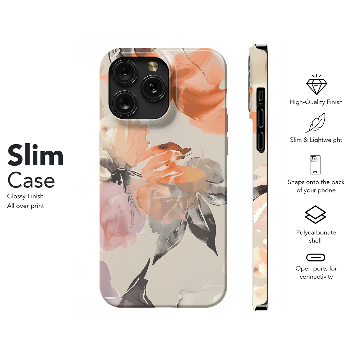 Watercolor Flower Seamless Pattern Phone Case iPhone Samsung Cover Pixel 2436 - Image 7