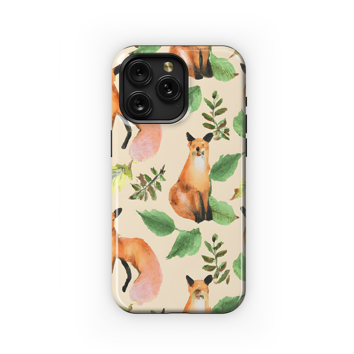 Watercolor Forest Animals Leaves Phone Case iPhone Samsung Cover Pixel 3444 - Image 1