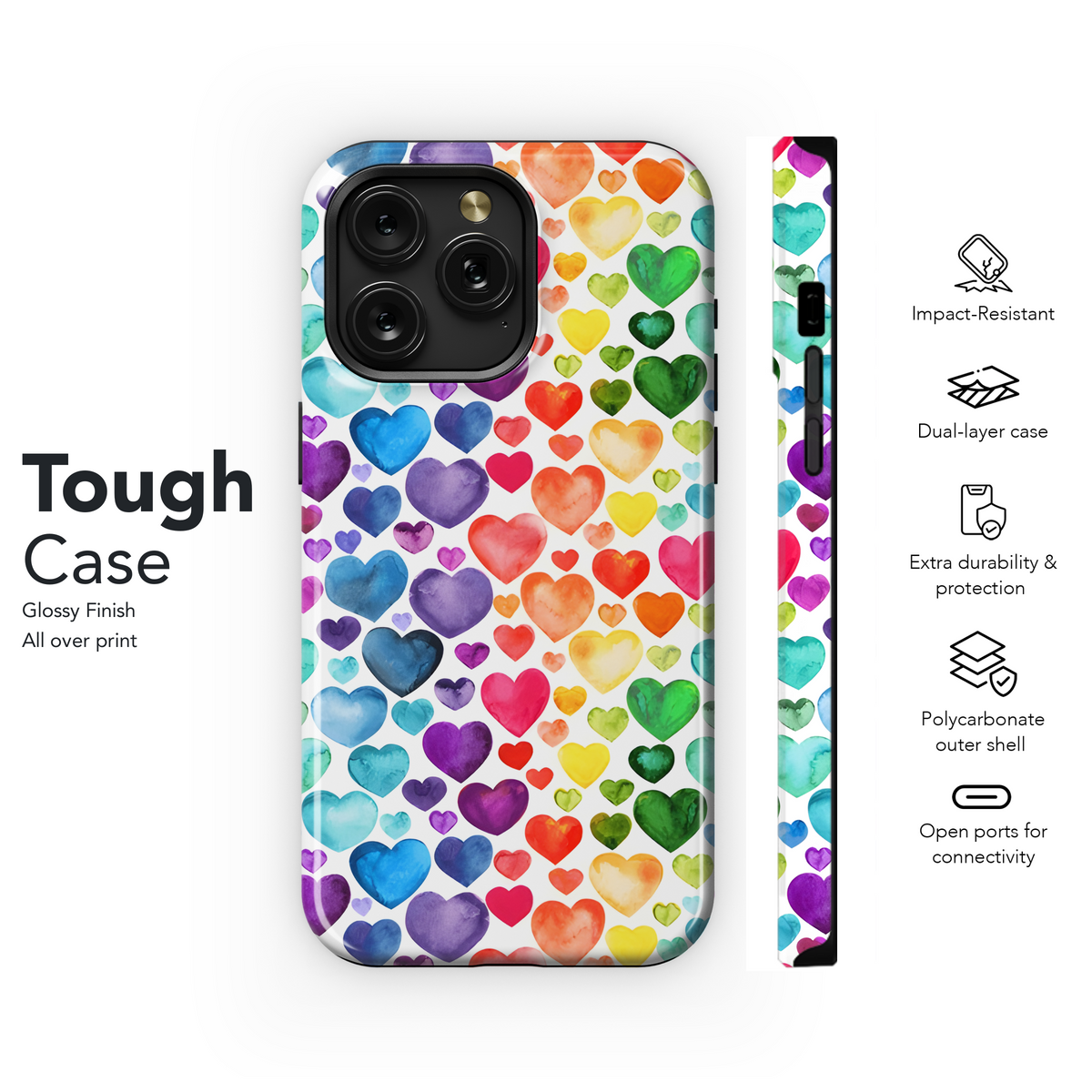 Watercolor Hearts Phone Case iPhone Samsung Cover Pixel 3856 - Image 6