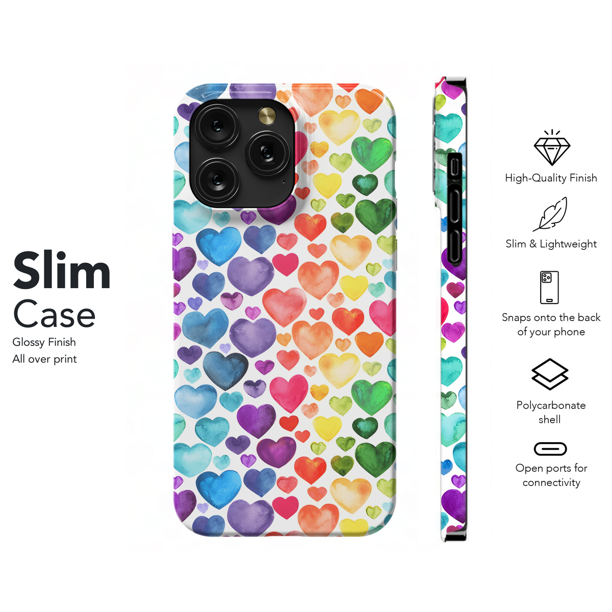 Watercolor Hearts Phone Case iPhone Samsung Cover Pixel 3856 - Image 7