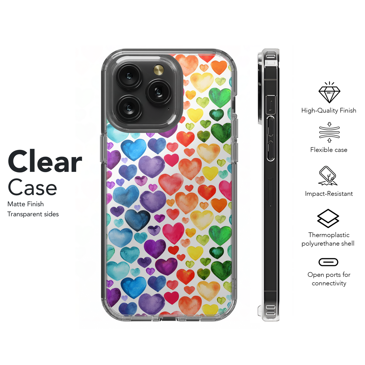 Watercolor Hearts Phone Case iPhone Samsung Cover Pixel 3856 - Image 8