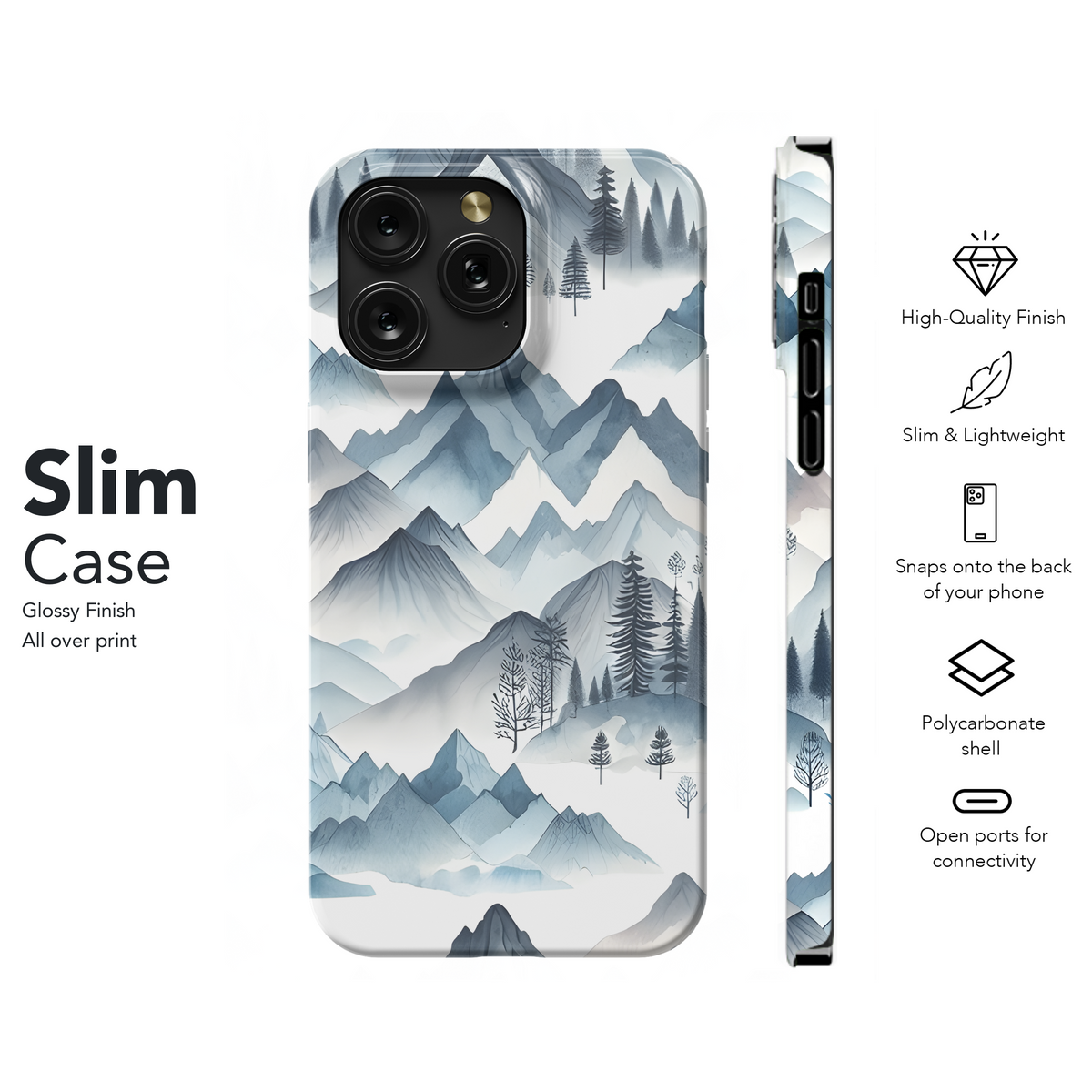 Watercolor Mountain Painting Phone Case iPhone Samsung Cover Pixel 3164 - Image 7