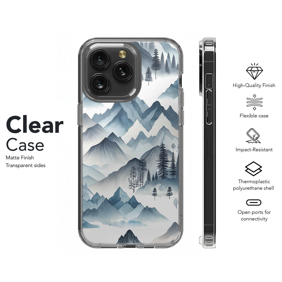 Watercolor Mountain Painting Phone Case iPhone Samsung Cover Pixel 3164 - Image 8