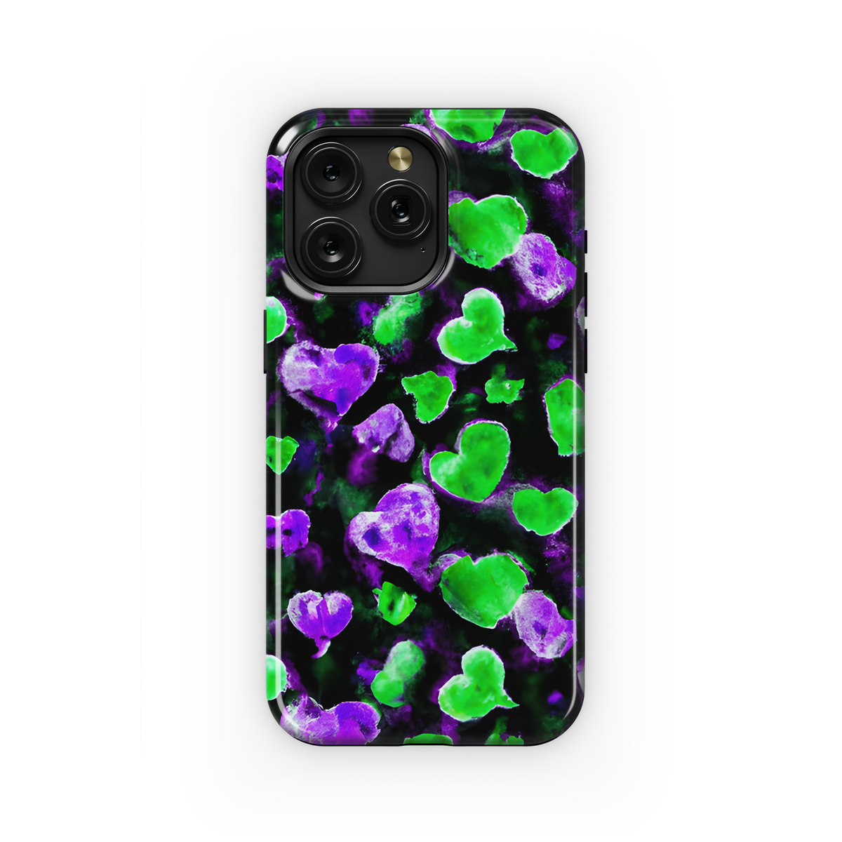 Watercolor Neon Hearts Phone Case iPhone Samsung Cover Pixel 3125 - Image 1