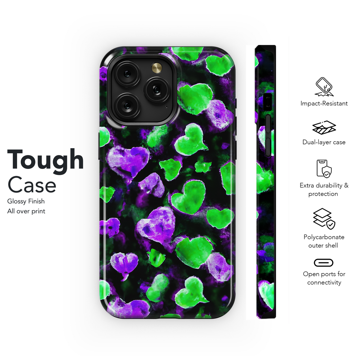 Watercolor Neon Hearts Phone Case iPhone Samsung Cover Pixel 3125 - Image 6