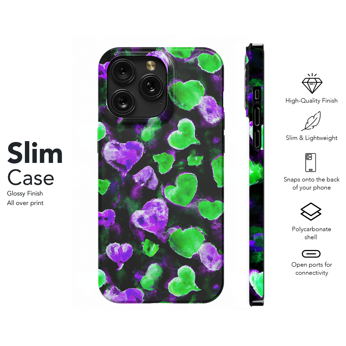 Watercolor Neon Hearts Phone Case iPhone Samsung Cover Pixel 3125 - Image 7