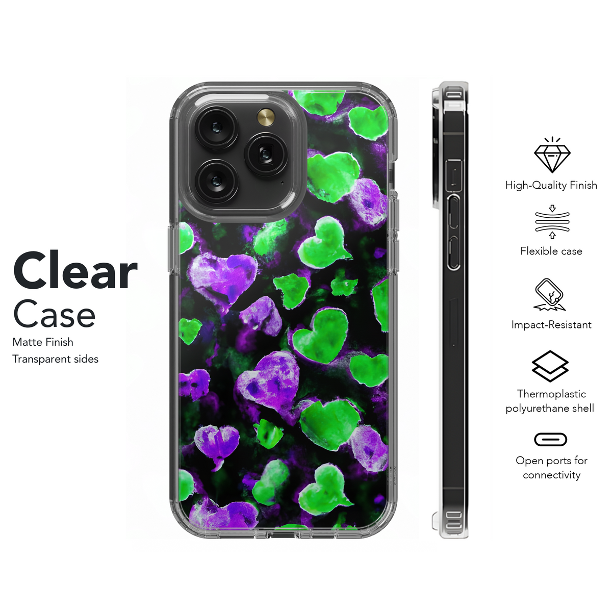 Watercolor Neon Hearts Phone Case iPhone Samsung Cover Pixel 3125 - Image 8