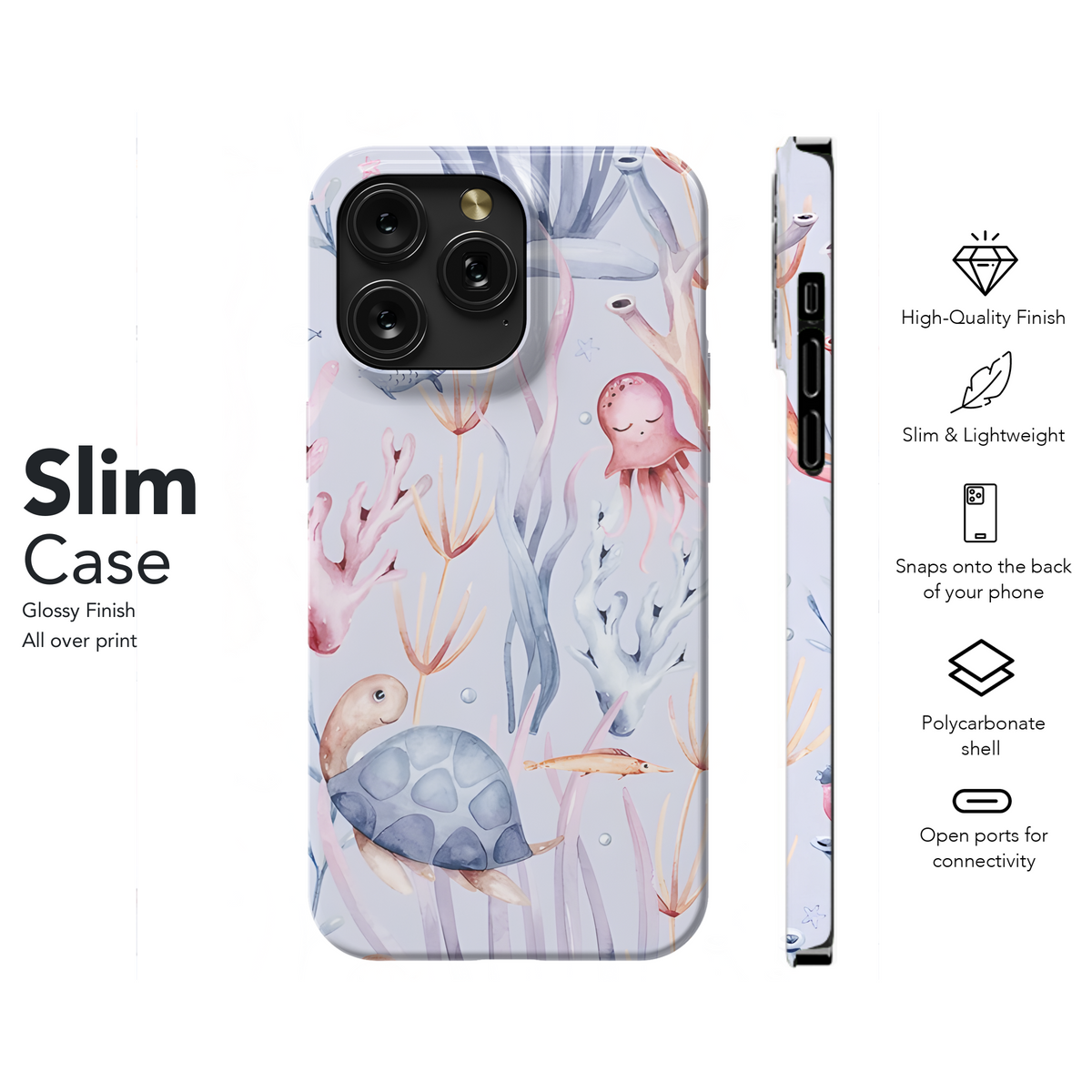 Watercolor Ocean Animal Phone Case iPhone Samsung Cover Pixel 2326 - Image 7