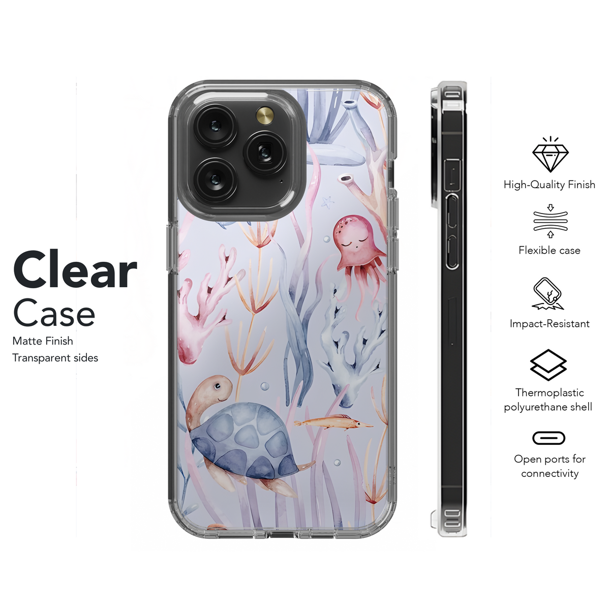 Watercolor Ocean Animal Phone Case iPhone Samsung Cover Pixel 2326 - Image 8