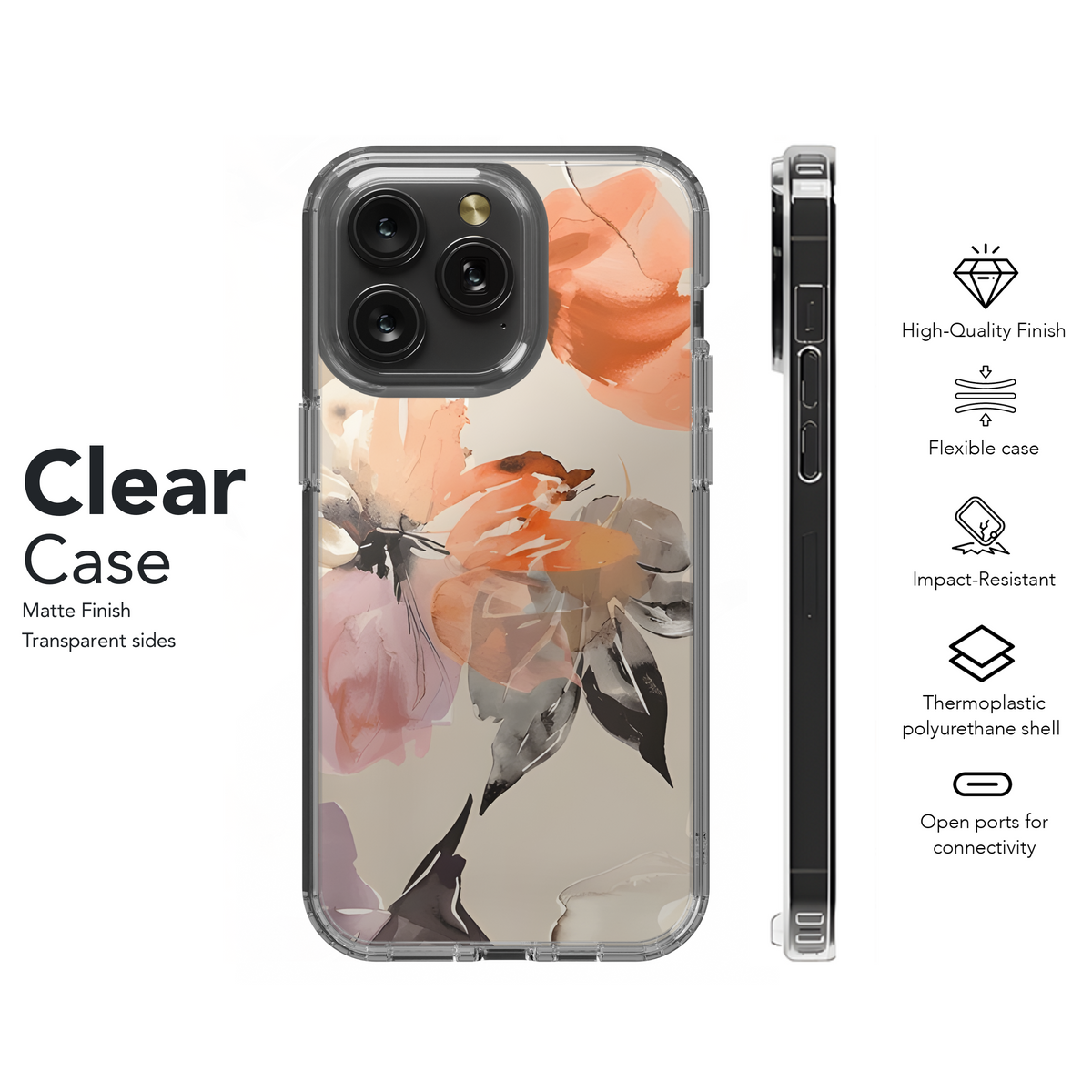 Watercolor Orange Sweet Flowers Phone Case iPhone Samsung Cover Pixel 2599 - Image 8