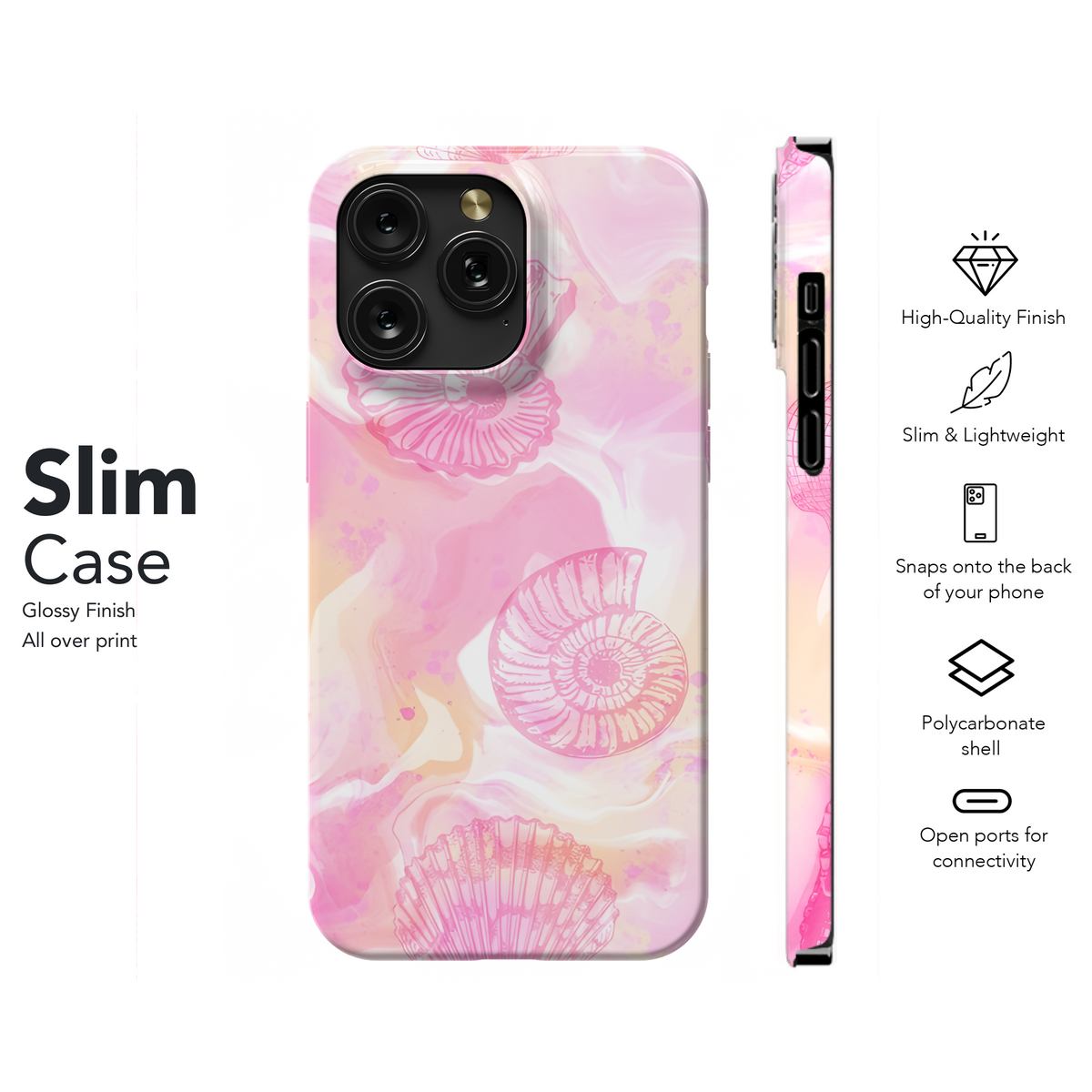 Watercolor Sea Shells Painting Tie Dye Pattern Phone Case iPhone Samsung Cover Pixel 2334 - Image 7