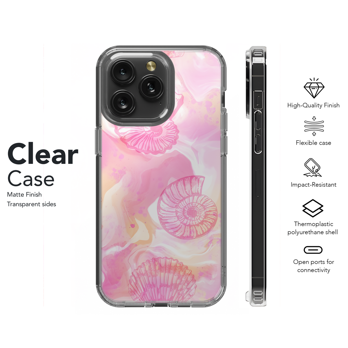 Watercolor Sea Shells Painting Tie Dye Pattern Phone Case iPhone Samsung Cover Pixel 2334 - Image 8