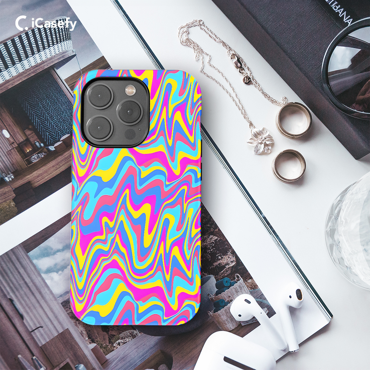 Wavy Colorful Groovy Trippy Psychedelic Phone Case iPhone Samsung Cover Pixel 1101 - Image 3