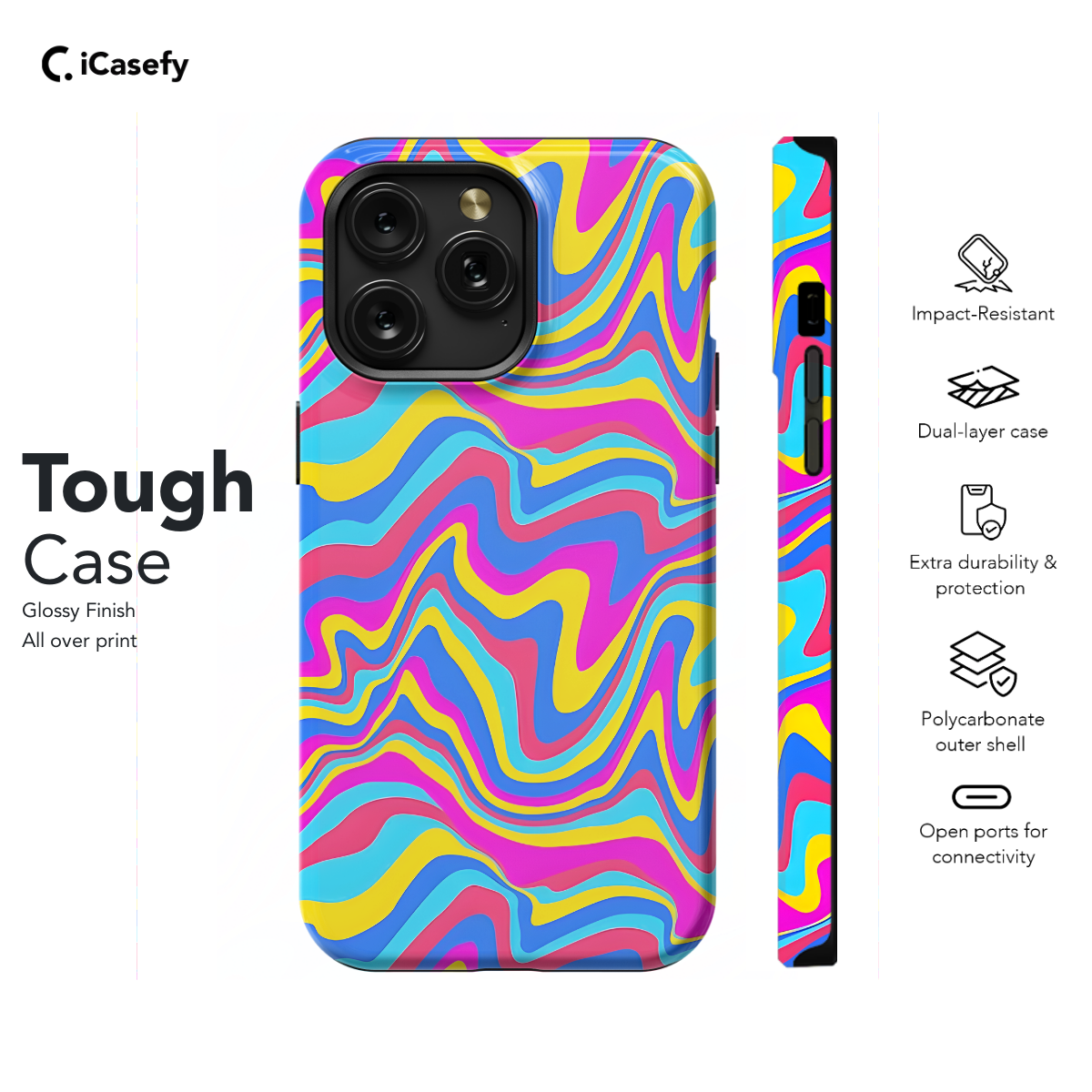 Wavy Colorful Groovy Trippy Psychedelic Phone Case iPhone Samsung Cover Pixel 1101 - Image 5