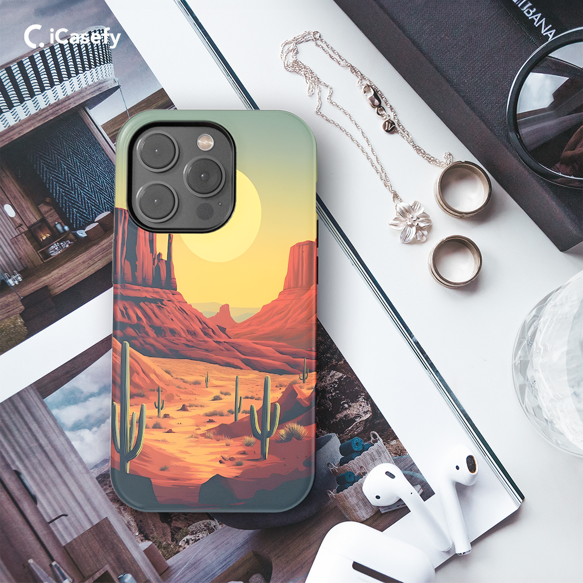 Western Cactus Southwest Landscape Phone Case iPhone Samsung Cover Pixel 1178 - Image 3