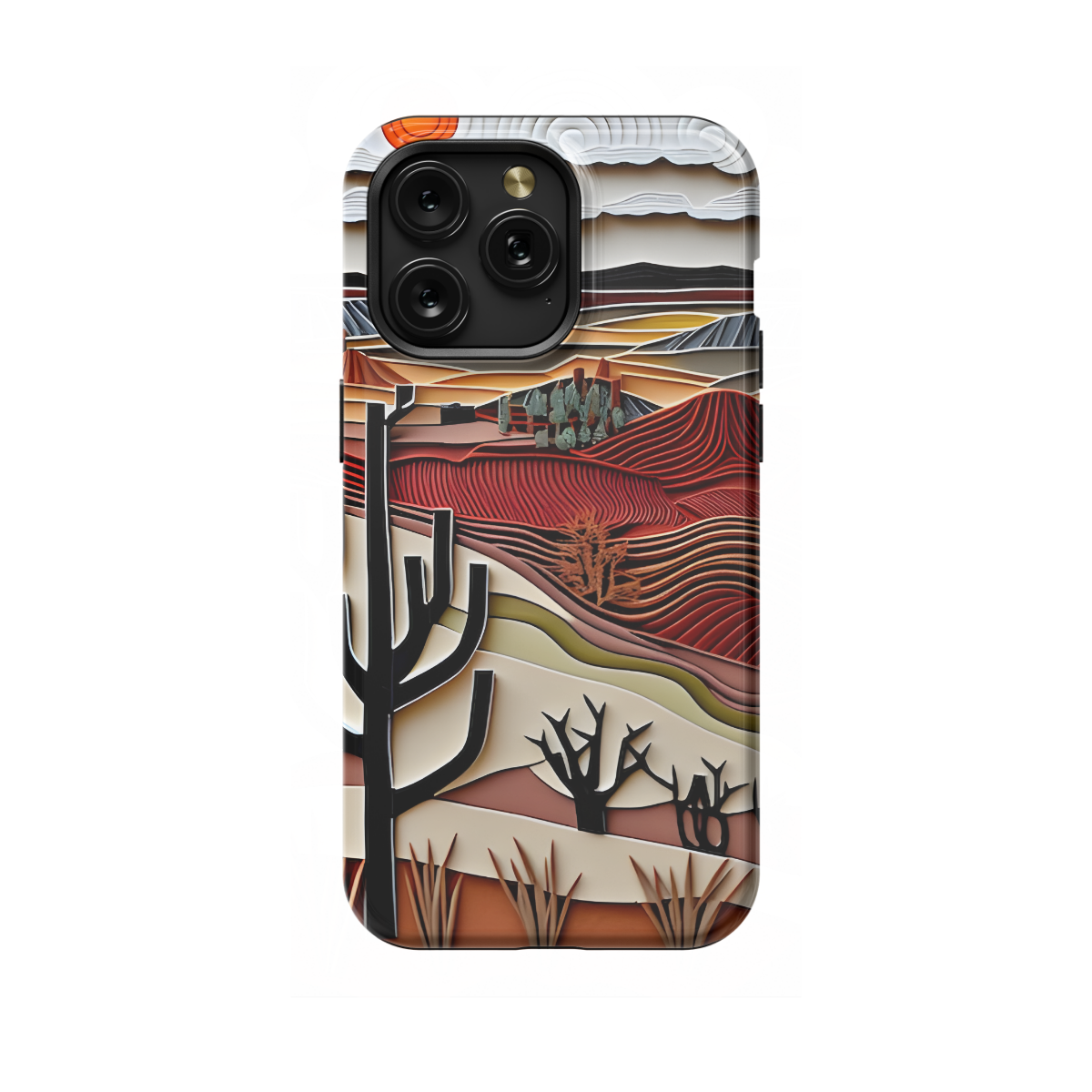 Western Desert Vintage Line Shape Retro Phone Case iPhone Samsung Cover Pixel 1243 - Image 1