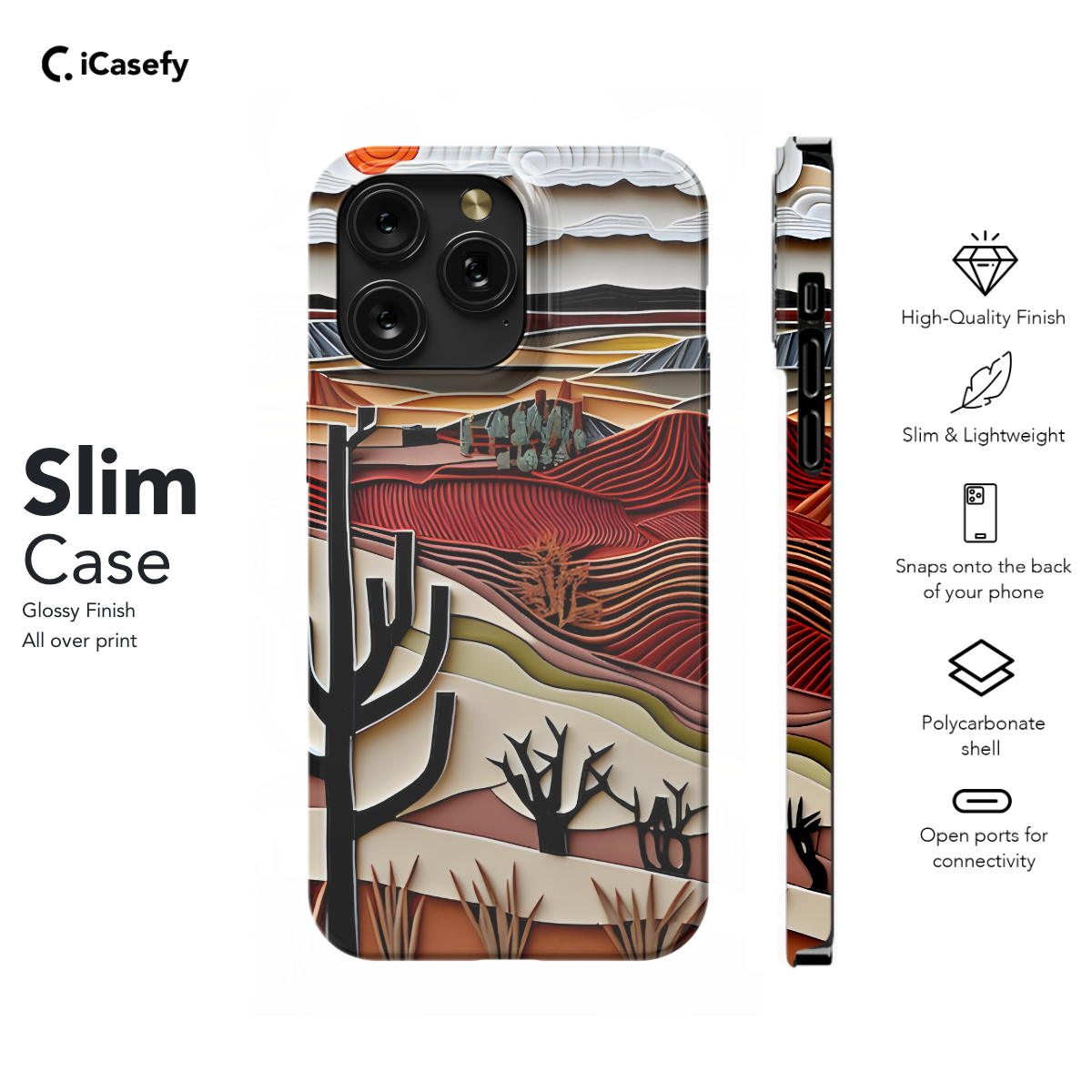 Western Desert Vintage Line Shape Retro Phone Case iPhone Samsung Cover Pixel 1243 - Image 6