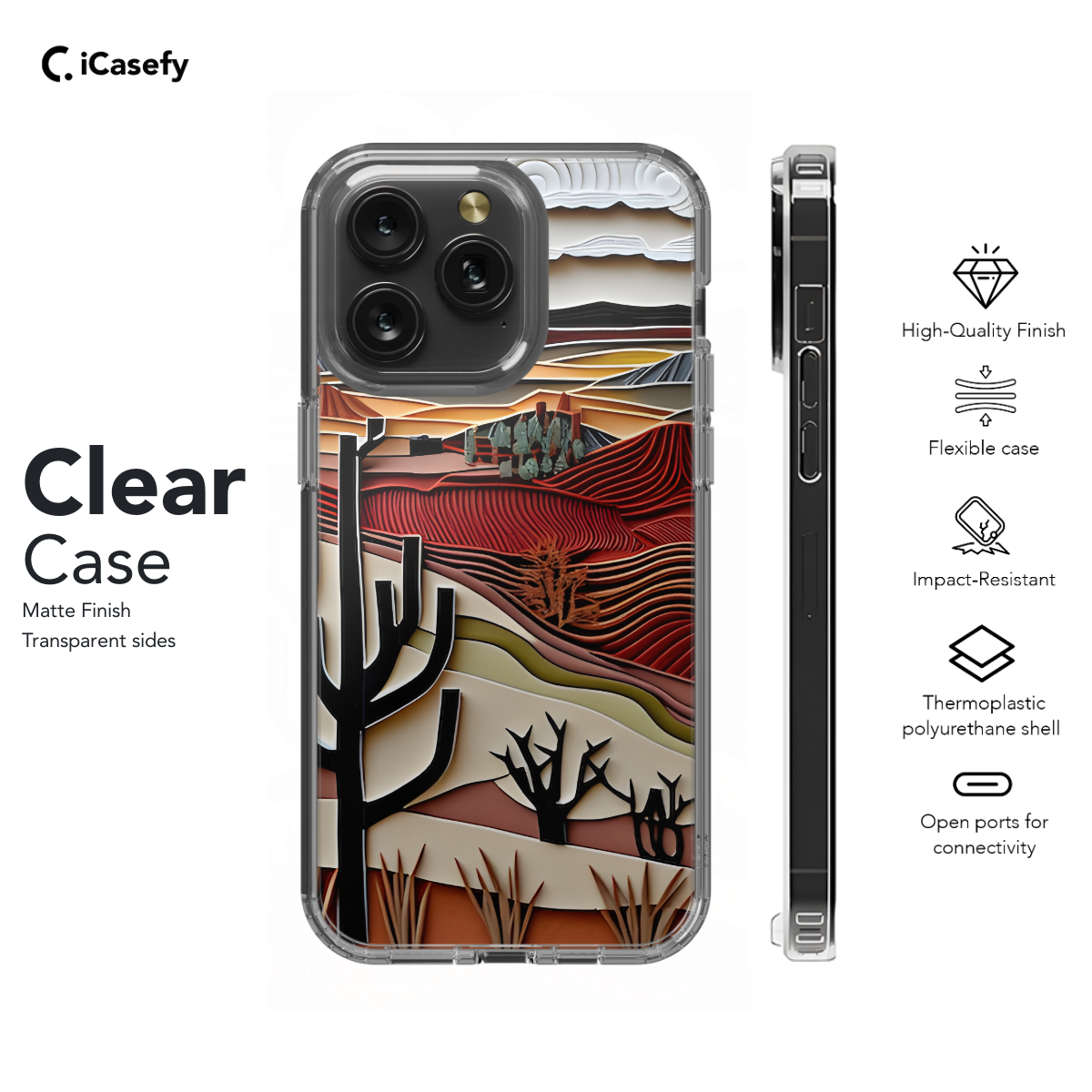 Western Desert Vintage Line Shape Retro Phone Case iPhone Samsung Cover Pixel 1243 - Image 7