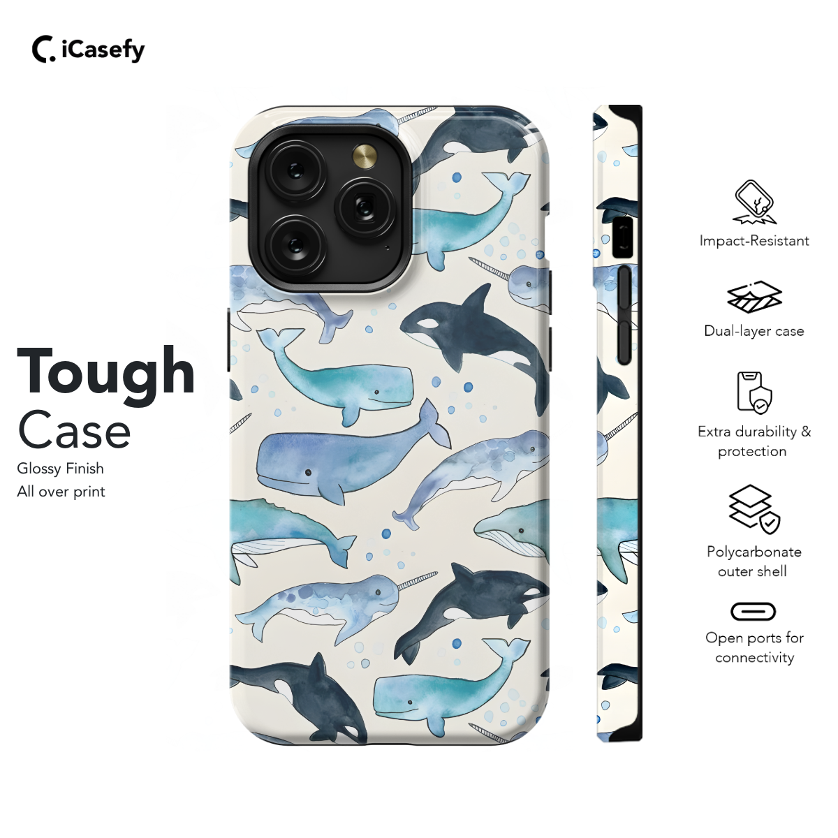 Whales, Orcas & Narwhals Phone Case iPhone Samsung Pixel & More 214 - Image 5