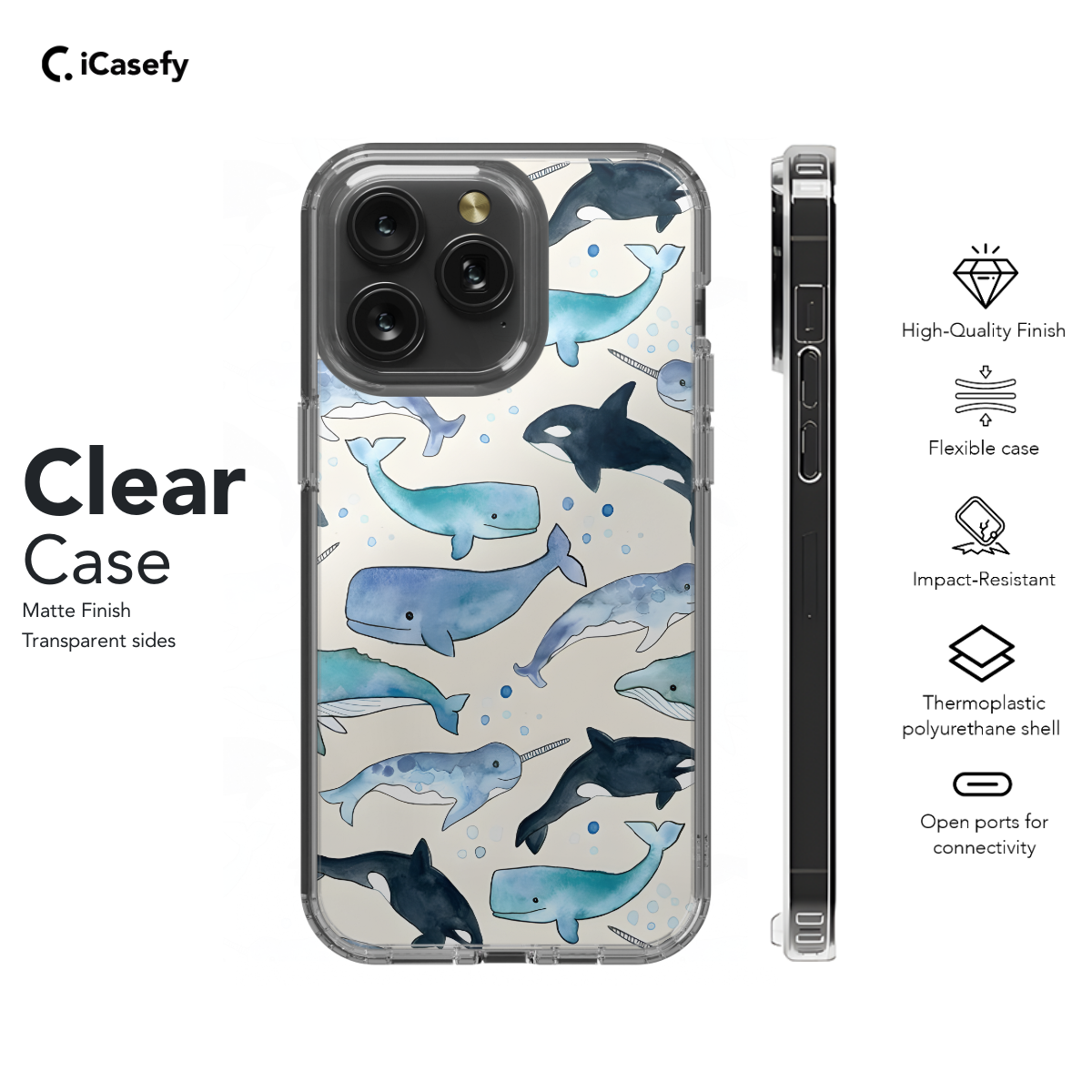 Whales, Orcas & Narwhals Phone Case iPhone Samsung Pixel & More 214 - Image 7