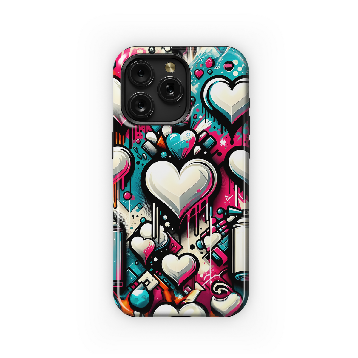 White Heart Graffiti Phone Case iPhone Samsung Cover Pixel 3157 - Image 1