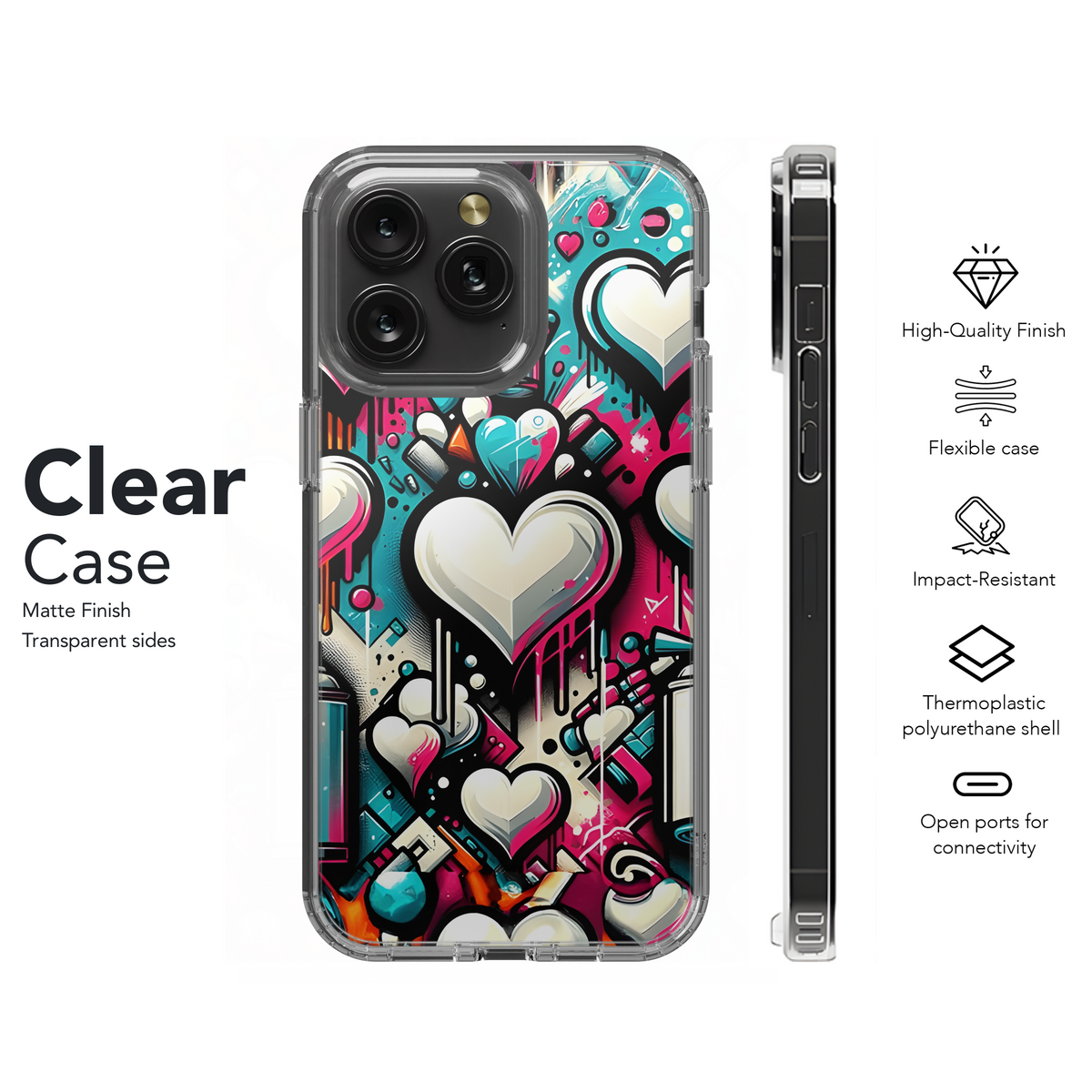 White Heart Graffiti Phone Case iPhone Samsung Cover Pixel 3157 - Image 8