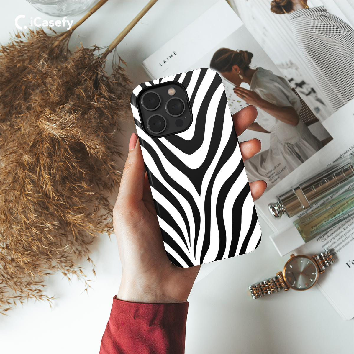 White Monochrome Zebra Print Phone Case iPhone Samsung Cover Pixel 1295 - Image 2