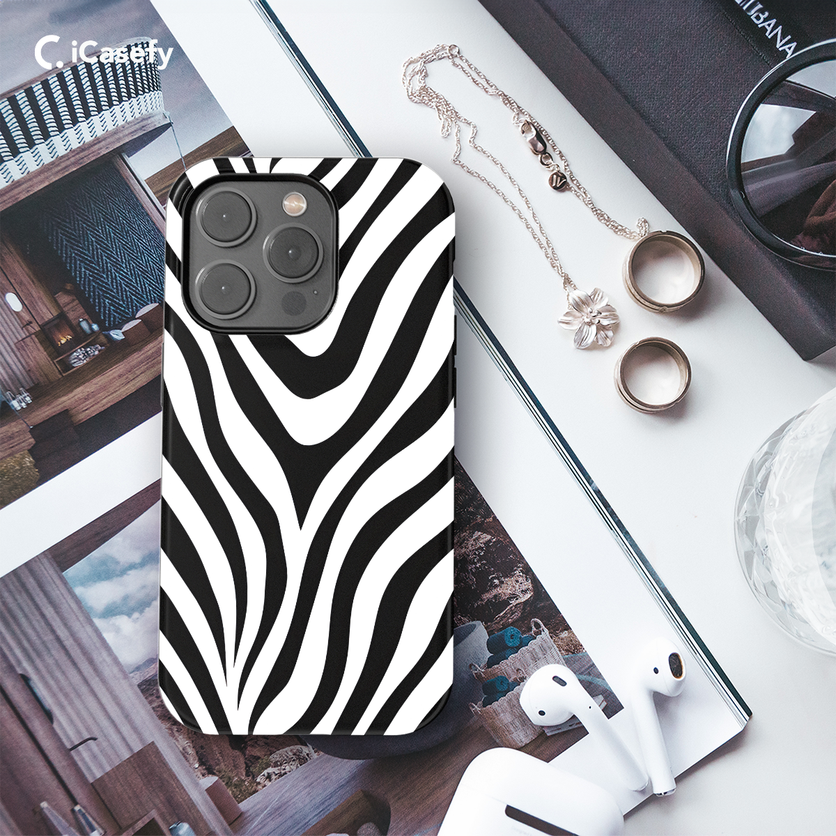 White Monochrome Zebra Print Phone Case iPhone Samsung Cover Pixel 1295 - Image 3