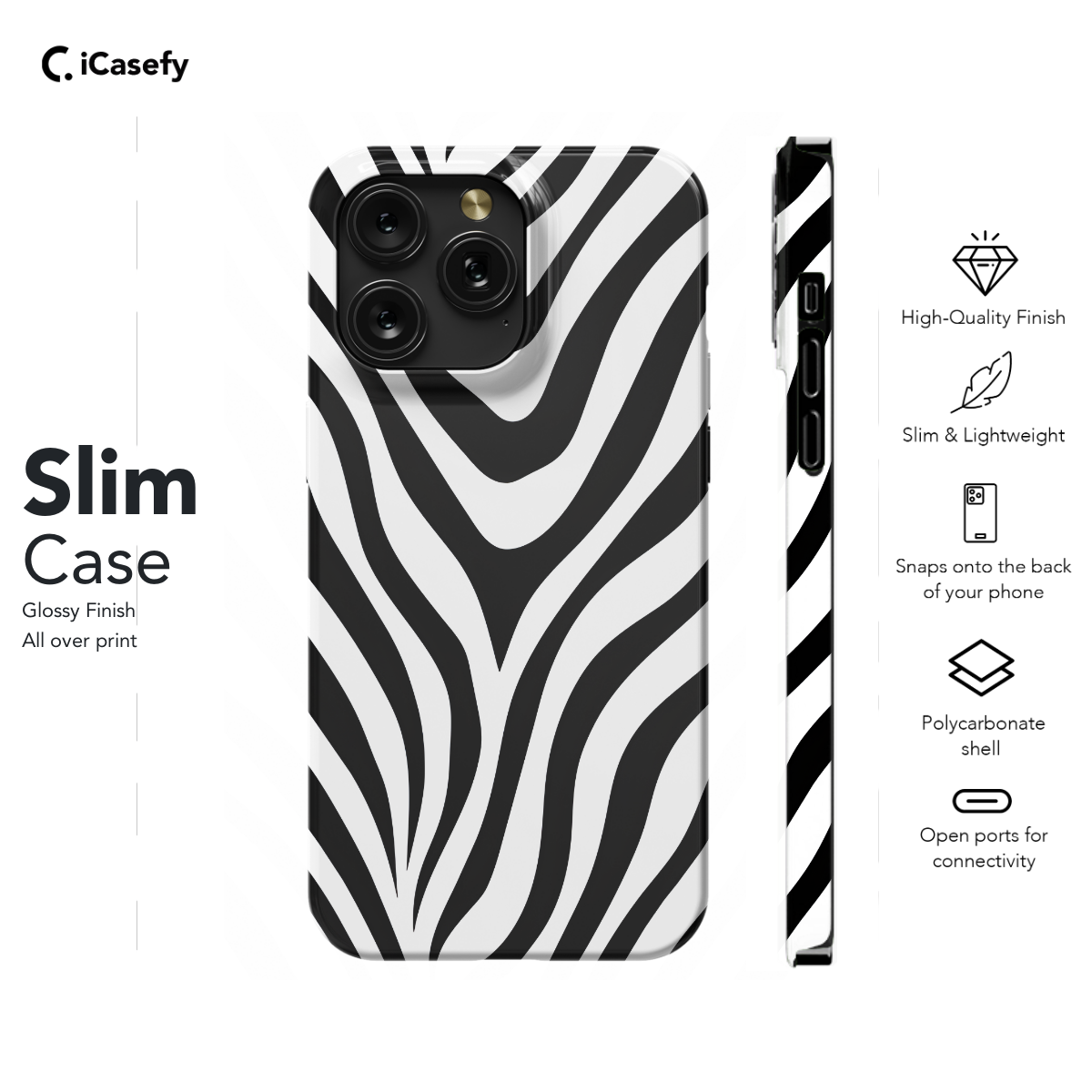 White Monochrome Zebra Print Phone Case iPhone Samsung Cover Pixel 1295 - Image 6